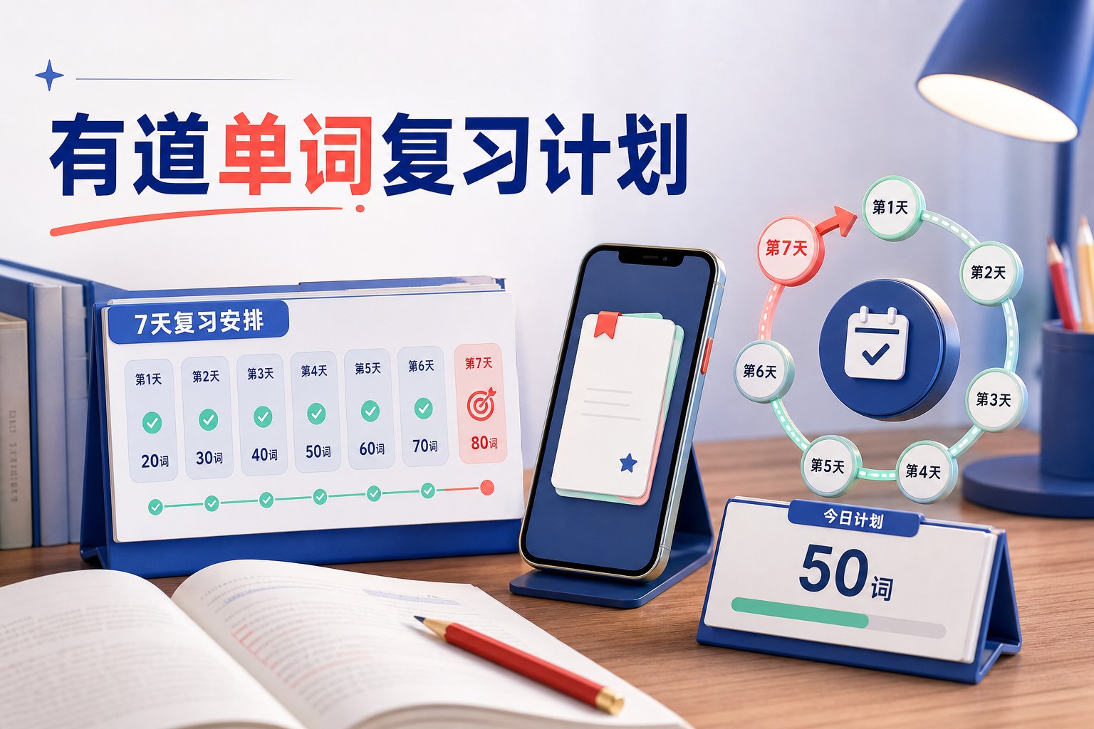有道单词本复习计划与每日词量设置封面